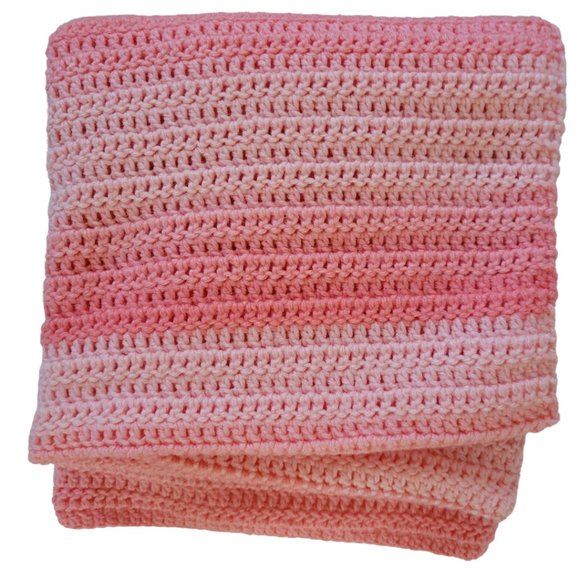 🎉HP🎉NEW Handmade Crochet Ombre Sea Coral Blanket /Throw - Picture 3 of 11